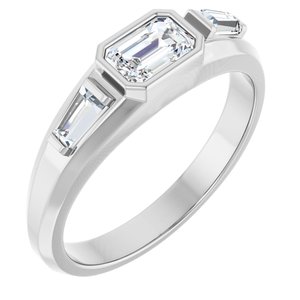 7/8 Ctw Emerald Lab-Grown Diamond Three Stone Band