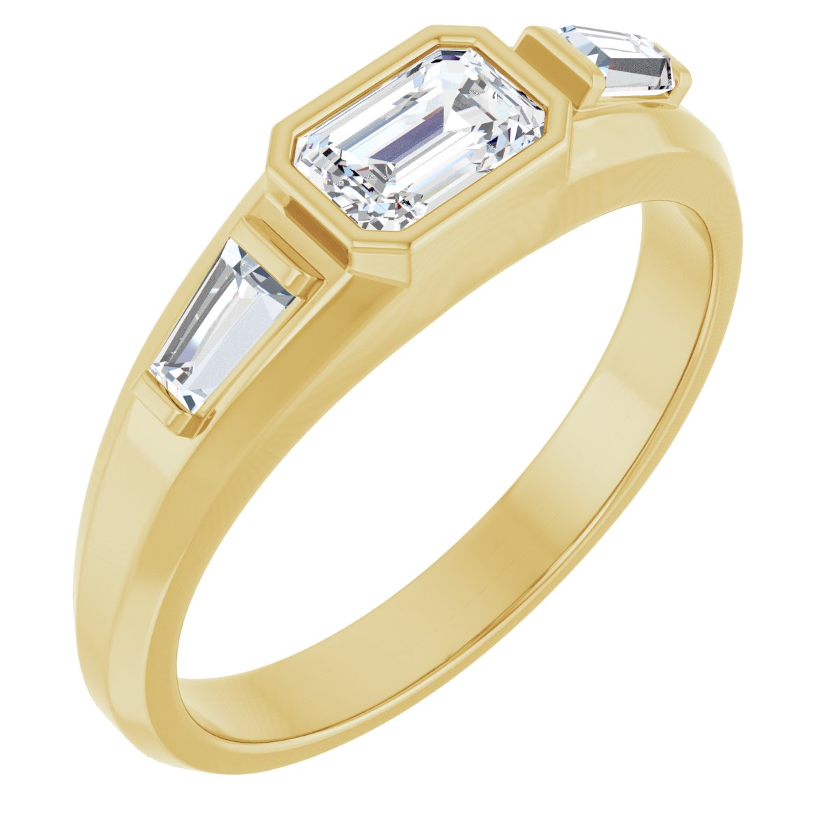 7/8 Ctw Emerald Lab-Grown Diamond Three Stone Band