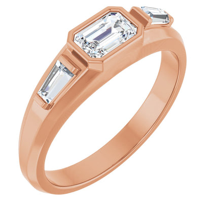 7/8 Ctw Emerald Lab-Grown Diamond Three Stone Band