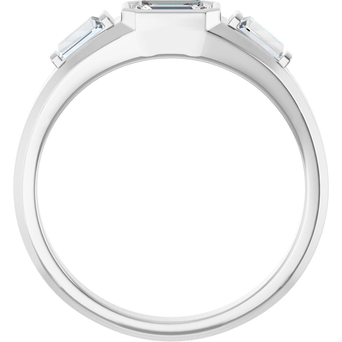 7/8 Ctw Emerald Lab-Grown Diamond Three Stone Band - White Gold - Lab Grown Diamond