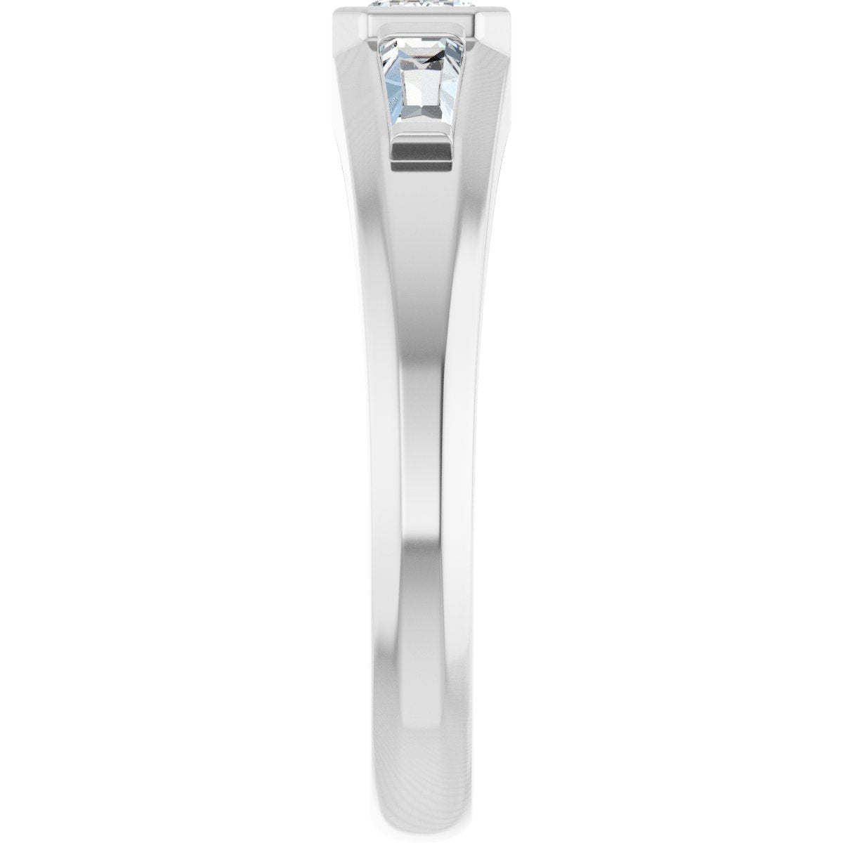 7/8 Ctw Emerald Lab-Grown Diamond Three Stone Band - White Gold - Lab Grown Diamond