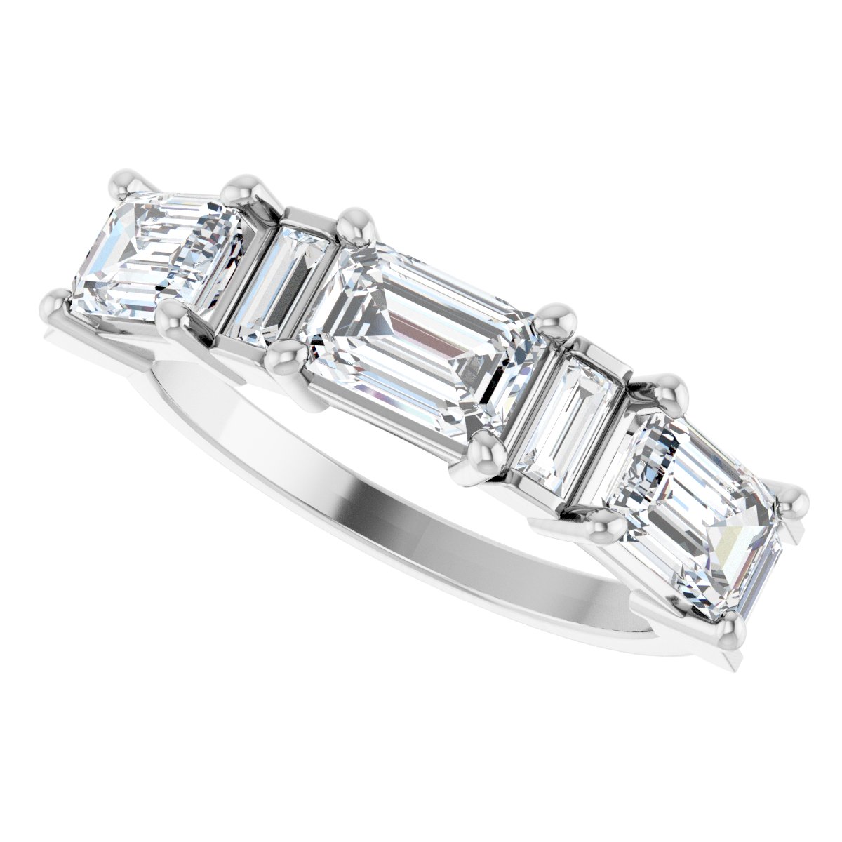 2 1/2 Ctw Emerald Lab-Grown Diamond Anniversary Band - White Gold - Lab Grown Diamond