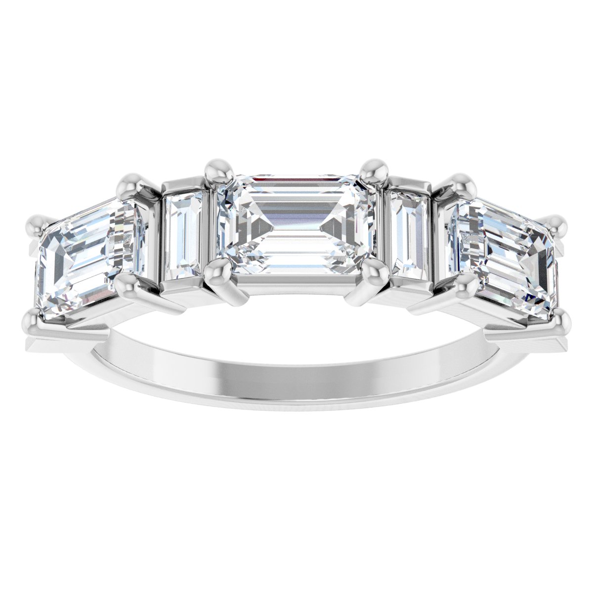 2 1/2 Ctw Emerald Lab-Grown Diamond Anniversary Band - White Gold - Lab Grown Diamond
