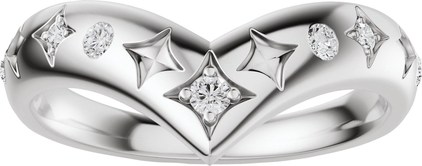 1/8 Ctw Lab-Grown Diamond Contour Band - White Gold - Lab Grown Diamond