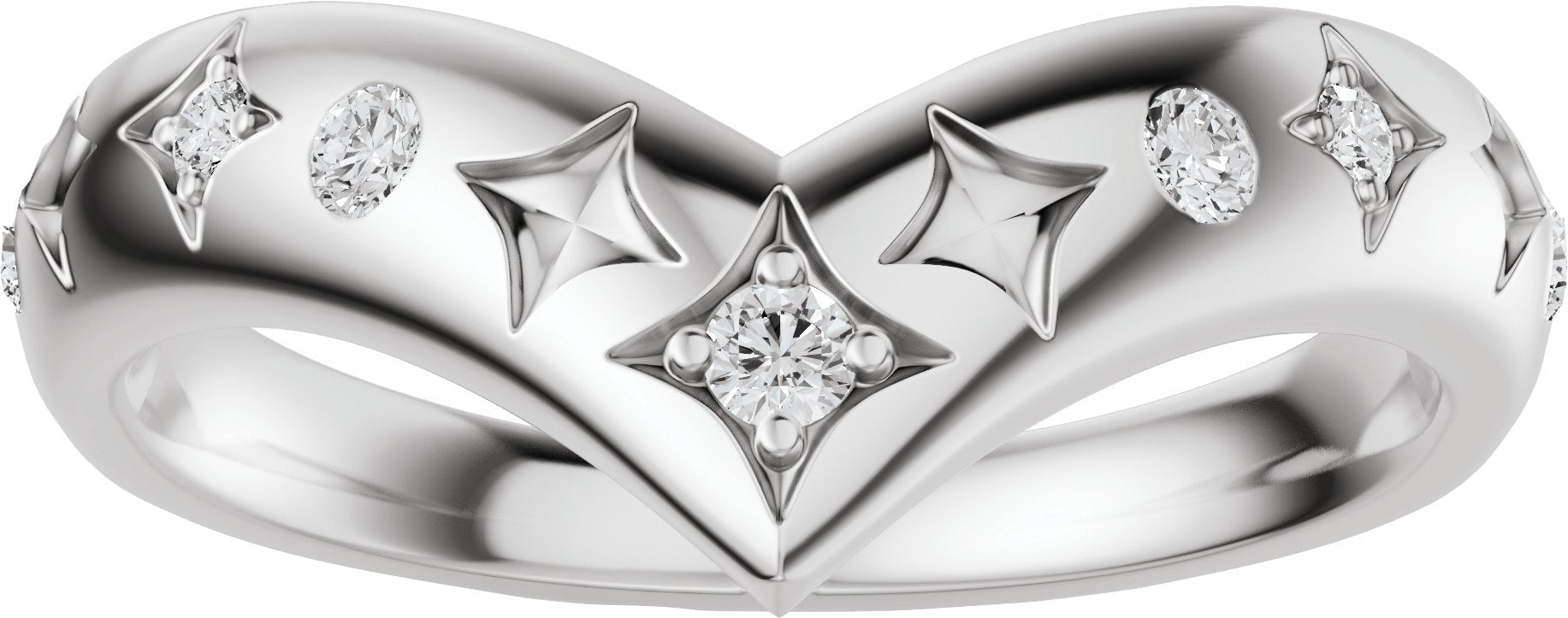 1/8 Ctw Lab-Grown Diamond Contour Band - White Gold - Lab Grown Diamond