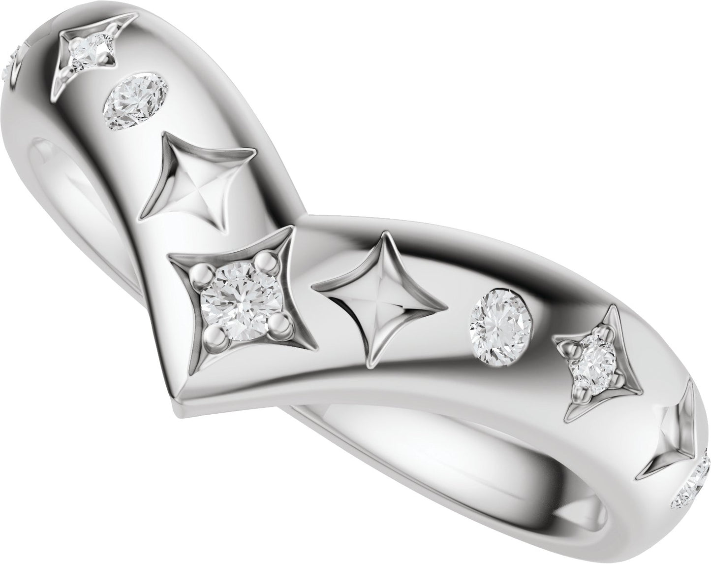 1/8 Ctw Lab-Grown Diamond Contour Band - White Gold - Lab Grown Diamond