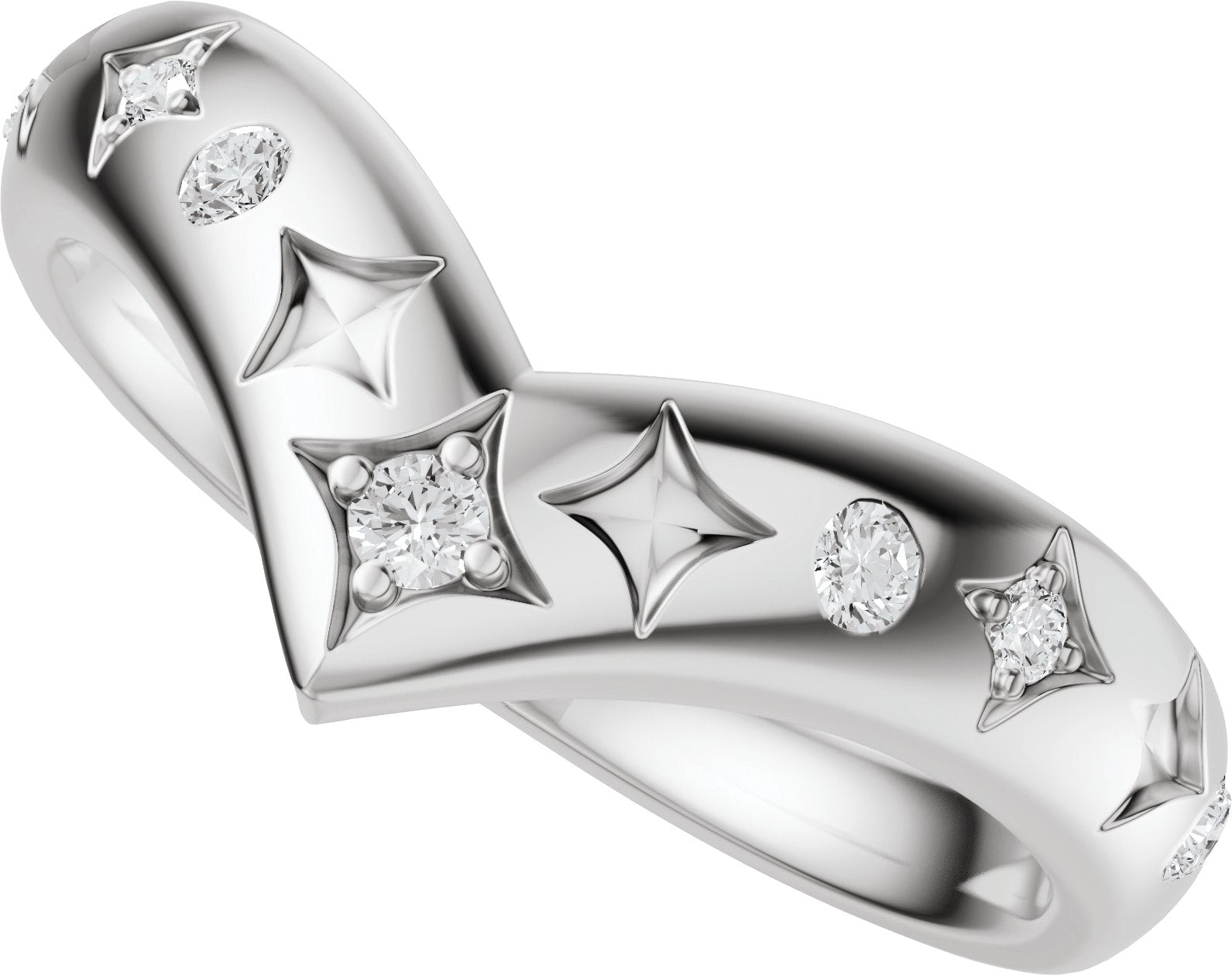 1/8 Ctw Lab-Grown Diamond Contour Band - White Gold - Lab Grown Diamond