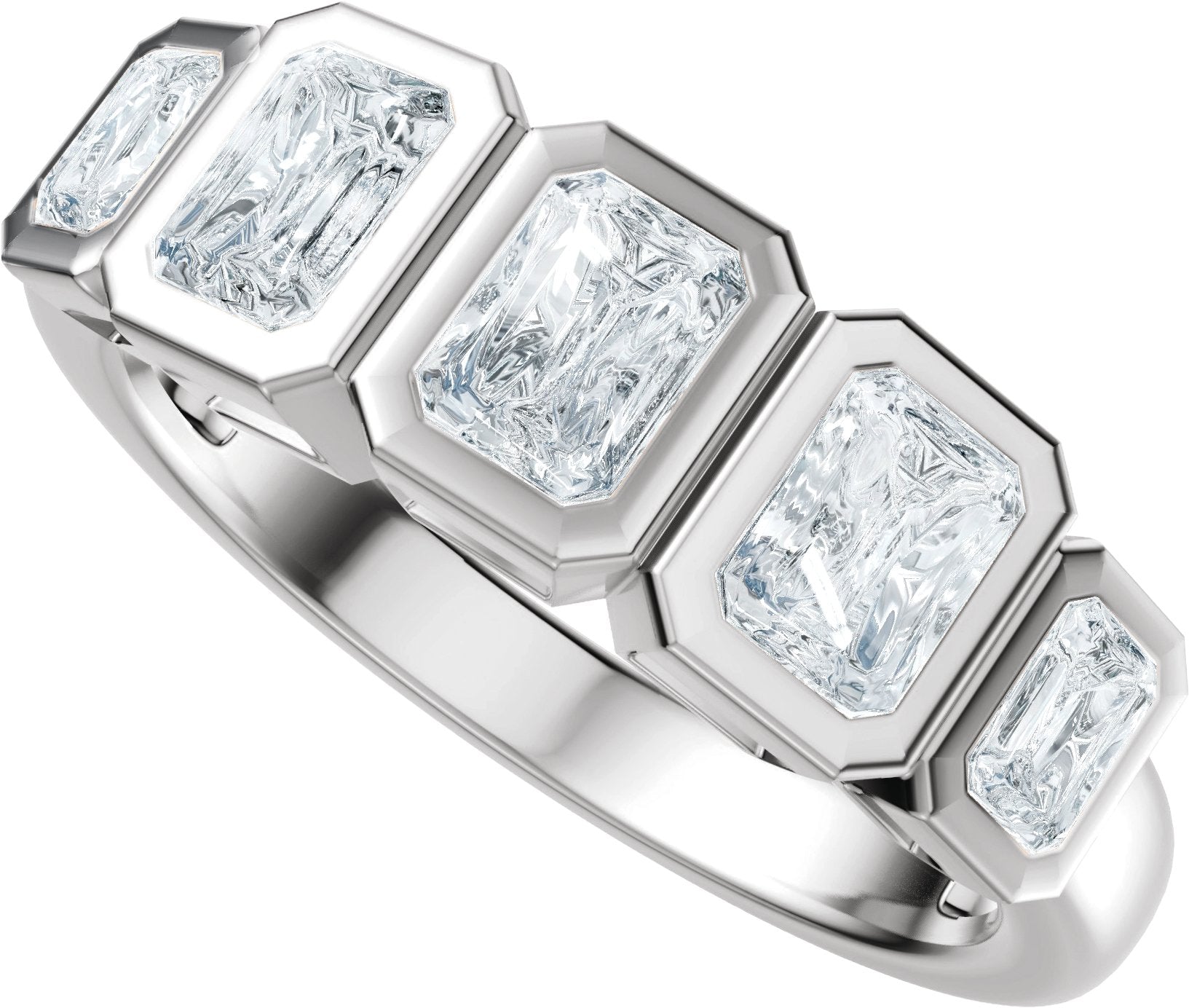 1 1/3 Ctw Emerald Lab-Grown Diamond Anniversary Band - White Gold - Lab Grown Diamond
