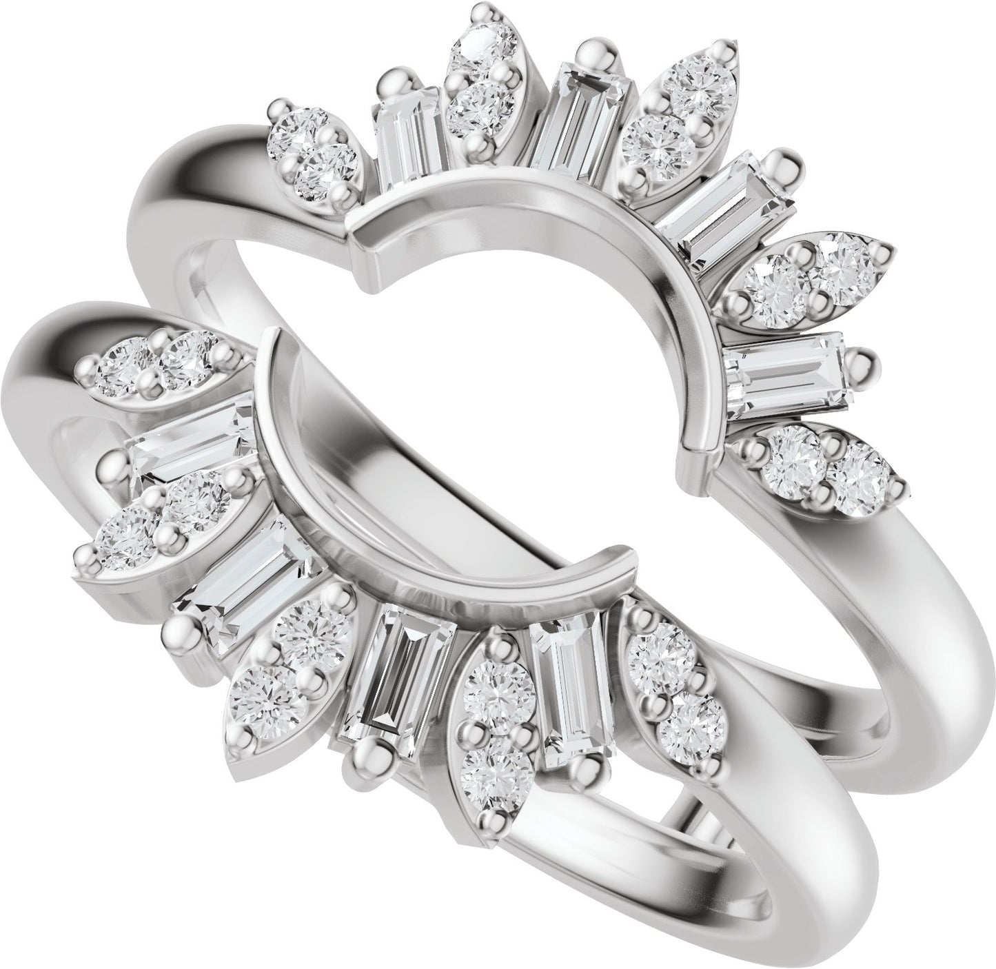 3/8 Ctw Straight Baguette Lab-Grown Diamond Ring Guard - White Gold - Lab Grown Diamond