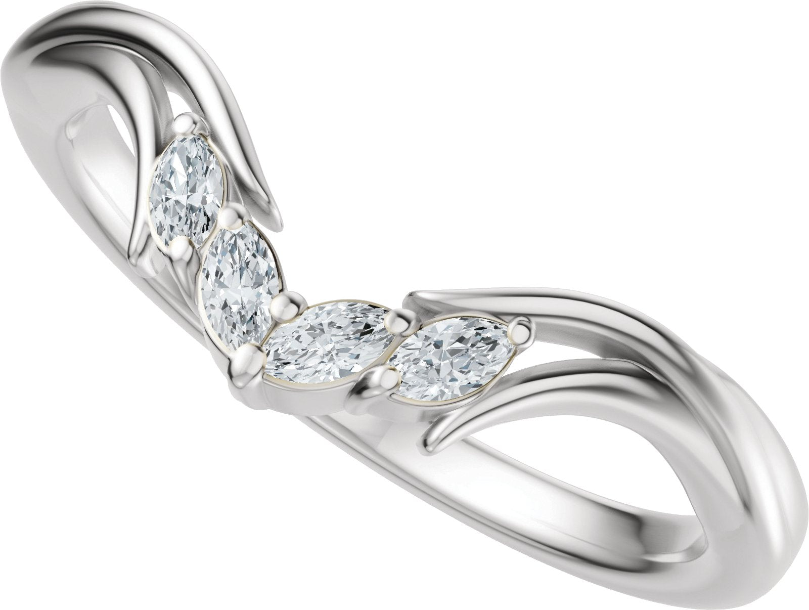 1/8 Ctw Marquise Lab-Grown Diamond Contour Band - White Gold - Lab Grown Diamond