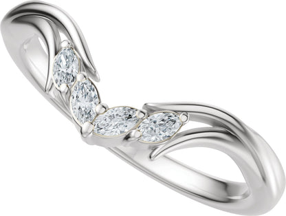 1/8 Ctw Marquise Lab-Grown Diamond Contour Band - White Gold - Lab Grown Diamond