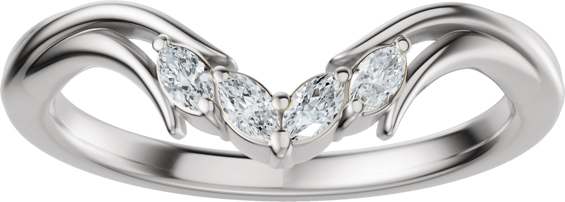 1/8 Ctw Marquise Lab-Grown Diamond Contour Band - White Gold - Lab Grown Diamond