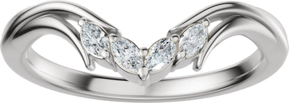 1/8 Ctw Marquise Lab-Grown Diamond Contour Band - White Gold - Lab Grown Diamond