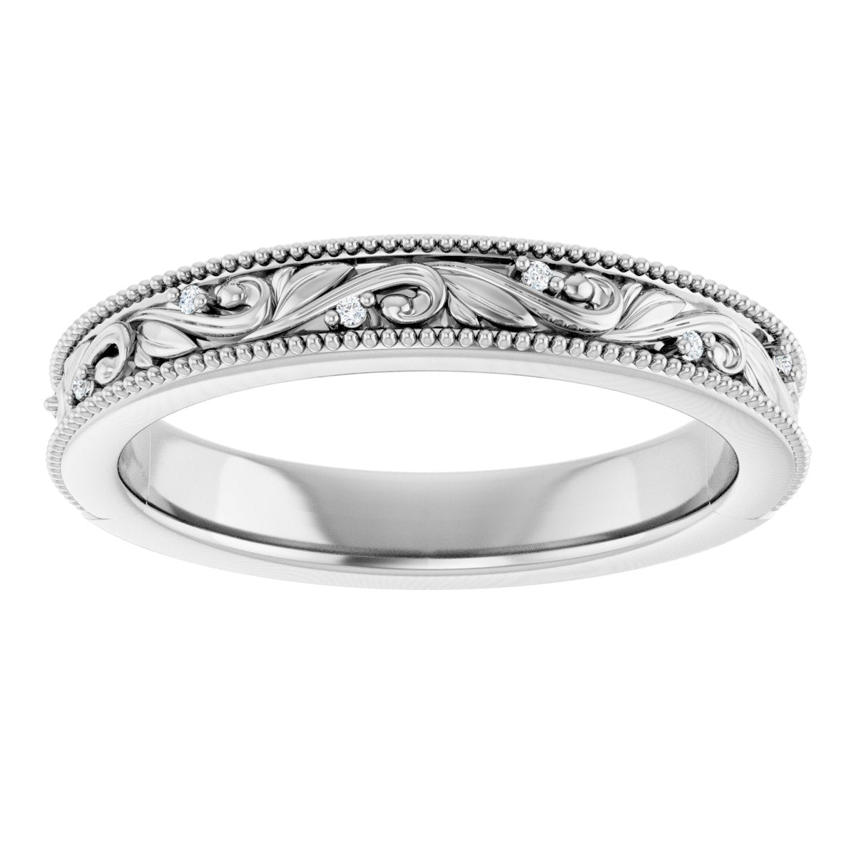 .02 Ctw Lab-Grown Diamond Wedding Band - White Gold - Lab Grown Diamond