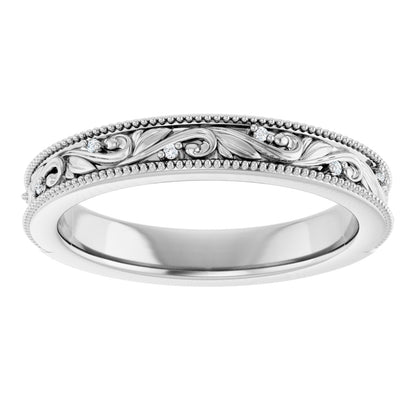 .02 Ctw Lab-Grown Diamond Wedding Band - White Gold - Lab Grown Diamond