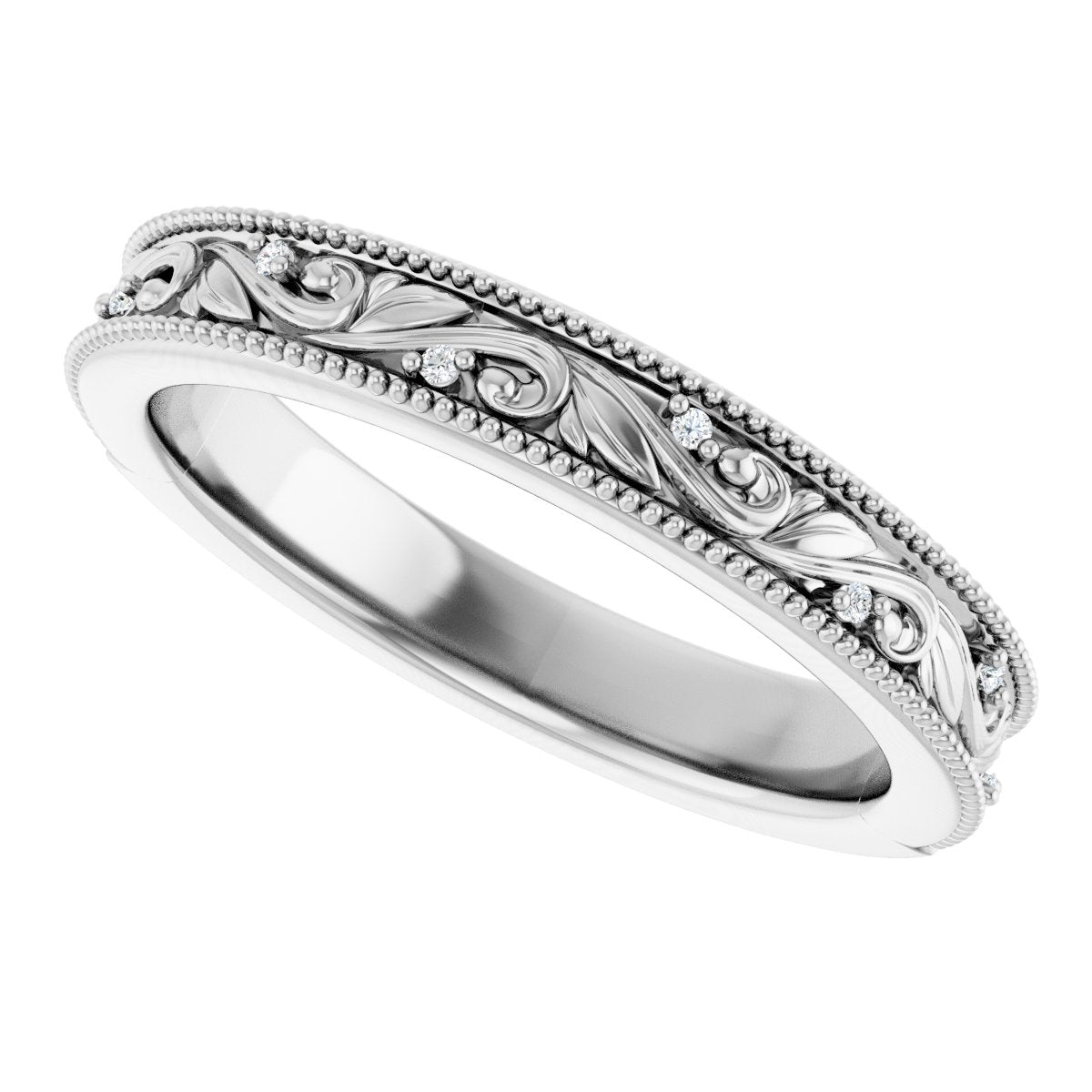 .02 Ctw Lab-Grown Diamond Wedding Band - White Gold - Lab Grown Diamond