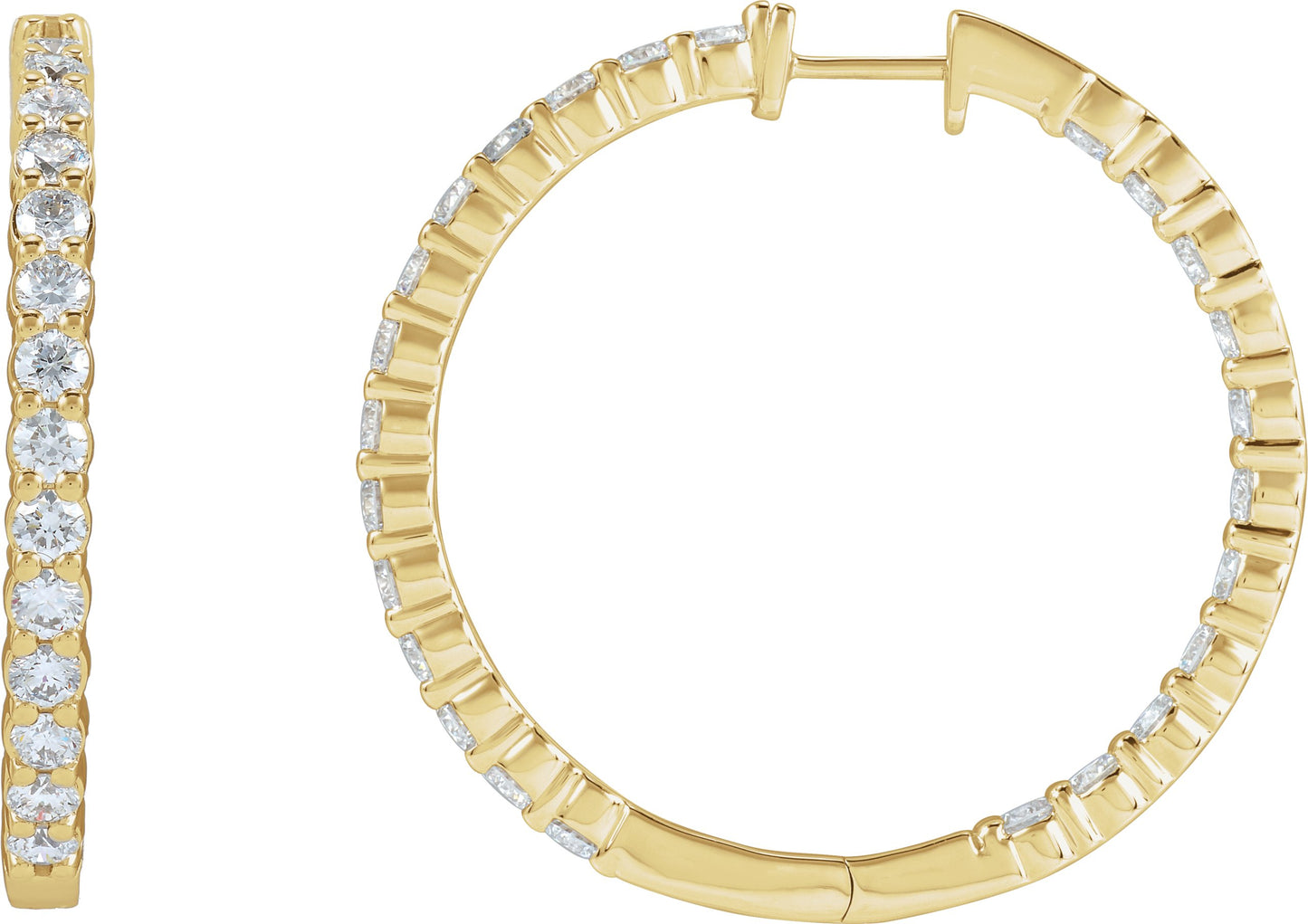 5 Ctw Lab-Grown Diamond Inside-Outside Hoop Earrings - Lab Grown Diamond