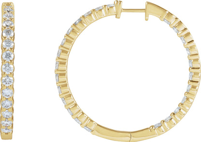 5 Ctw Lab-Grown Diamond Inside-Outside Hoop Earrings - Lab Grown Diamond