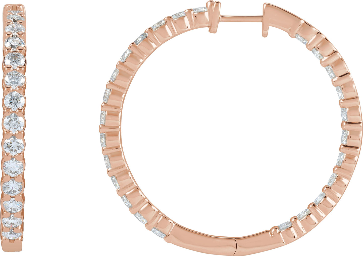 3/4 Ctw Lab-Grown Diamond Inside-Outside Hoop Earrings