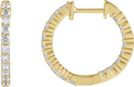 3/4 Ctw Lab-Grown Diamond Inside-Outside Hoop Earrings - Lab Grown Diamond
