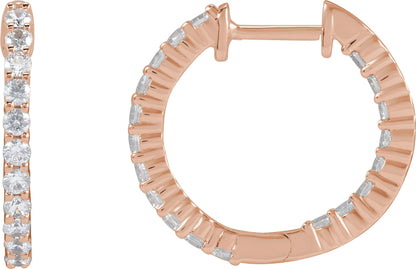 1/2 Ctw Lab-Grown Diamond Inside-Outside Hoop Earrings