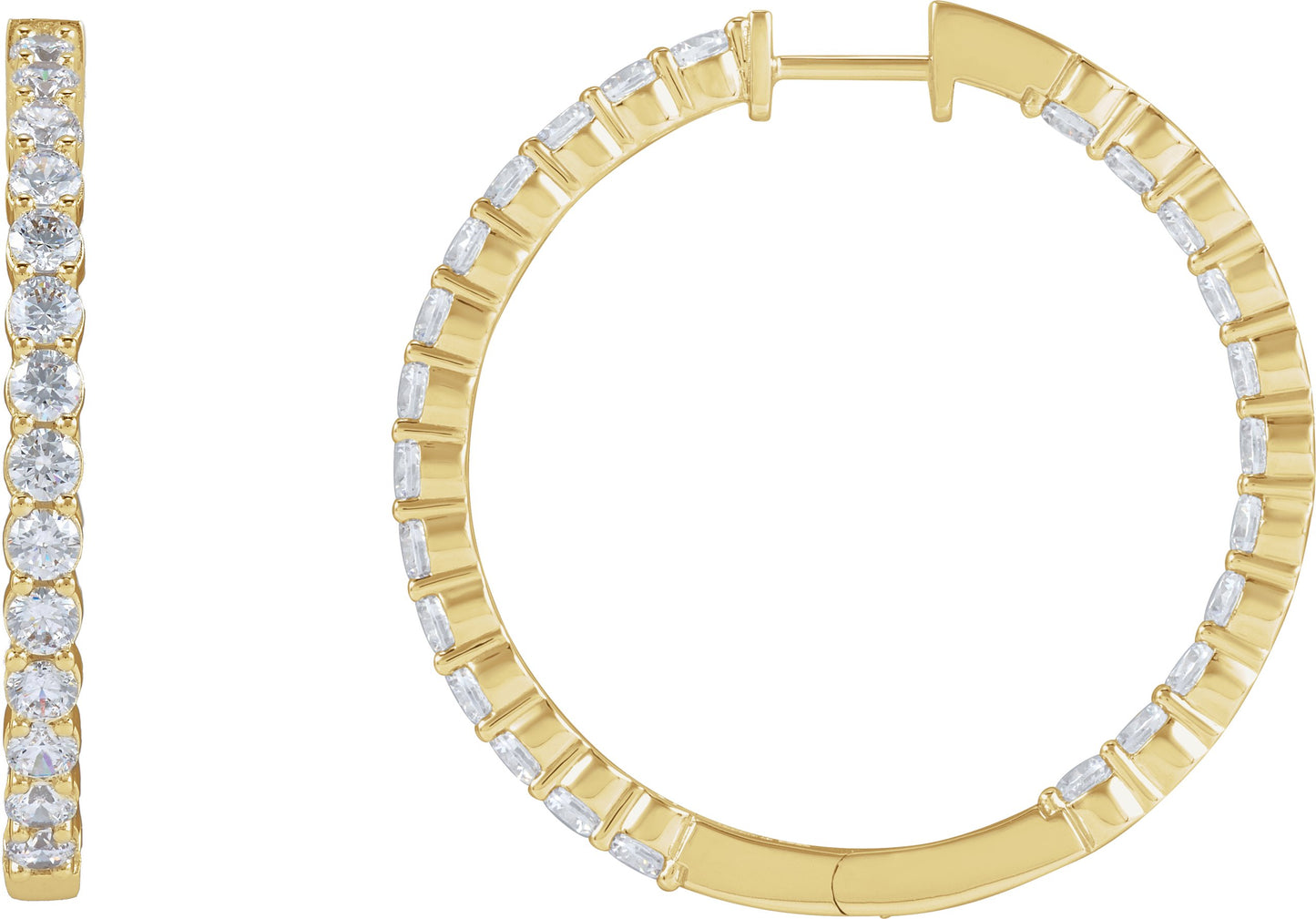 4 Ctw Lab-Grown Diamond Inside-Outside Hoop Earrings - Lab Grown Diamond