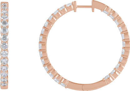 4 Ctw Lab-Grown Diamond Inside-Outside Hoop Earrings
