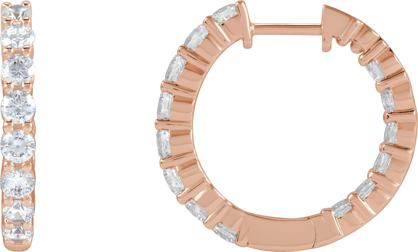 2 Ctw Lab-Grown Diamond Inside-Outside Hoop Earrings