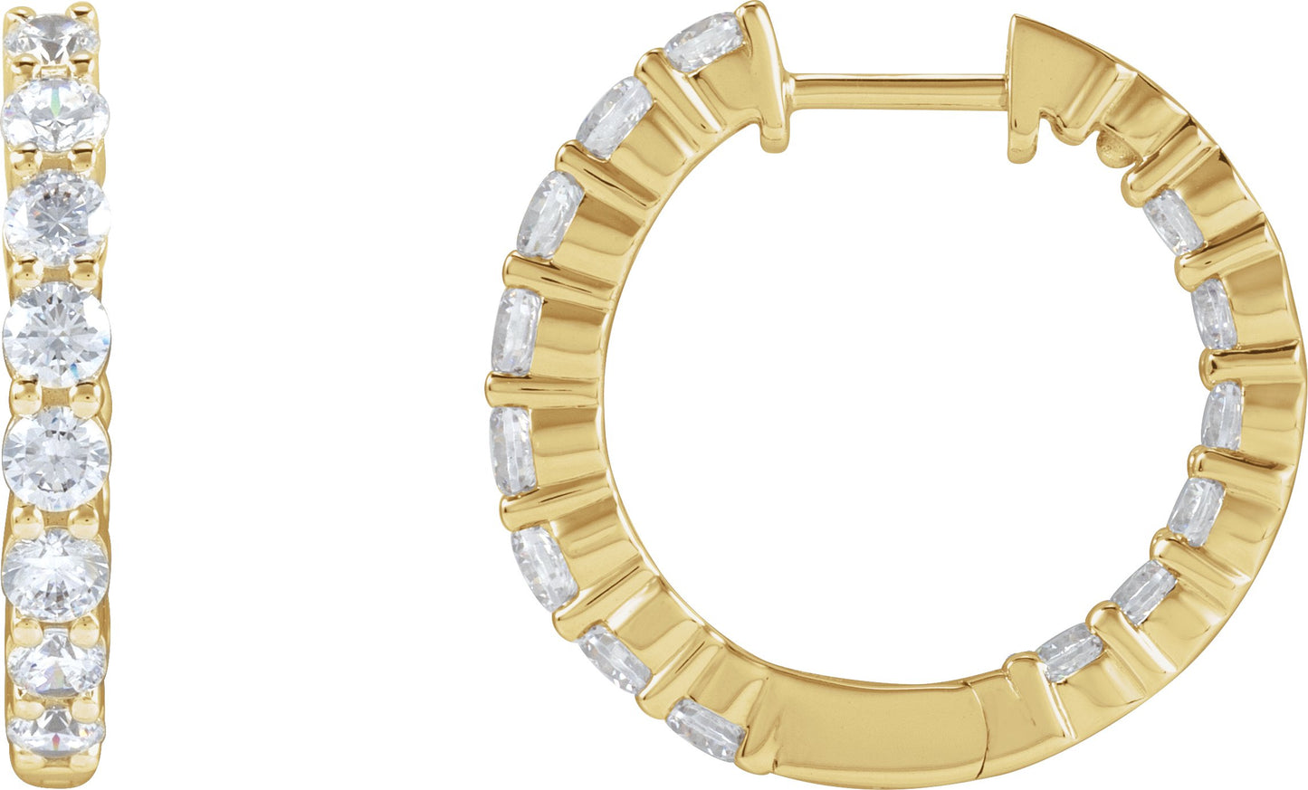 2 Ctw Lab-Grown Diamond Inside-Outside Hoop Earrings - Lab Grown Diamond