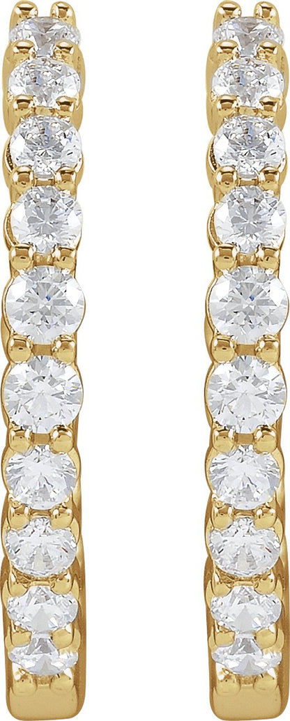 3/4 Ctw Lab-Grown Diamond Inside-Outside Hoop Earrings - Rose Gold - Lab Grown Diamond
