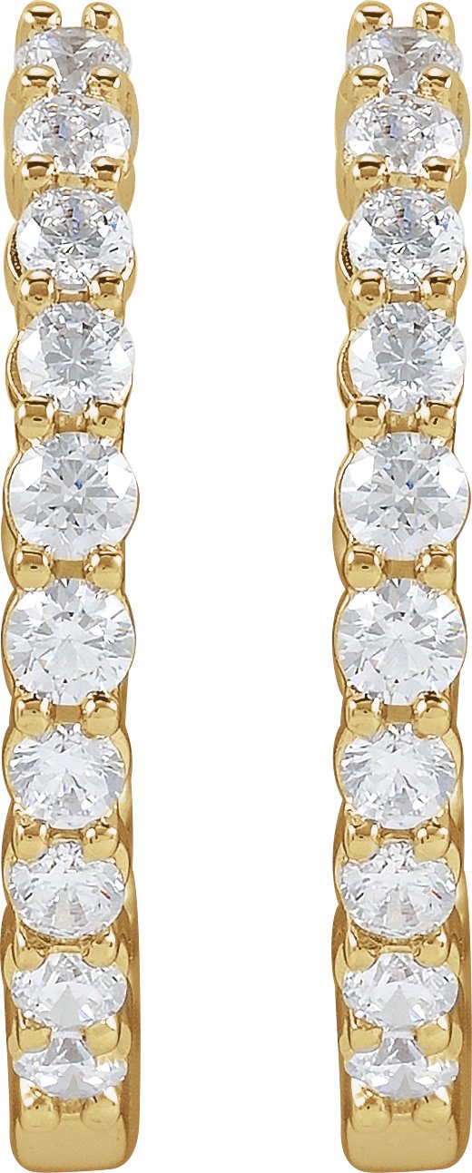 3 Ctw Lab-Grown Diamond Inside-Outside Hoop Earrings - Rose Gold - Lab Grown Diamond