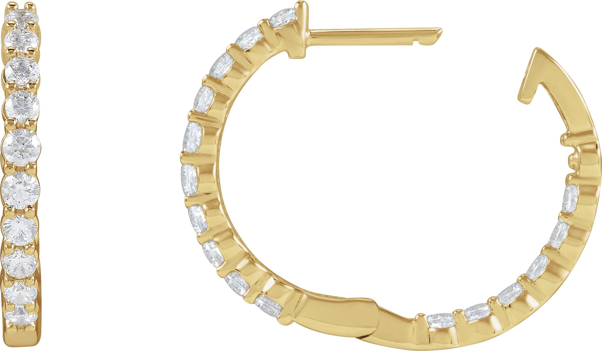 3/4 Ctw Lab-Grown Diamond Inside-Outside Hoop Earrings - Lab Grown Diamond
