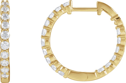 1 Ctw Lab-Grown Diamond Inside-Outside Hoop Earrings - Lab Grown Diamond