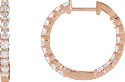 1 Ctw Lab-Grown Diamond Inside-Outside Hoop Earrings