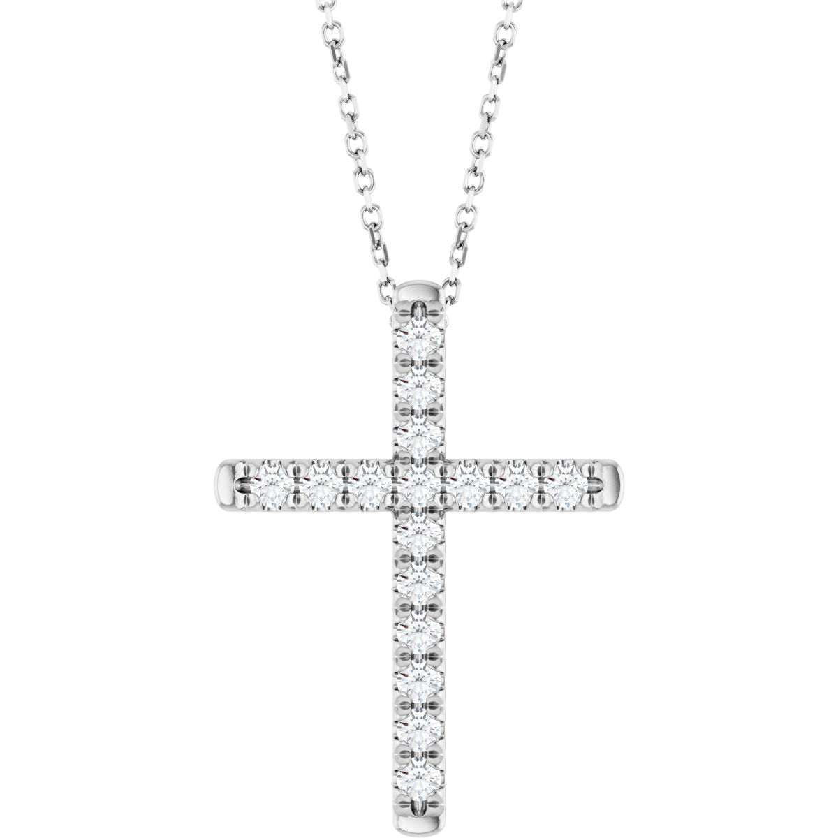 1/2 Ctw Lab Grown Diamond French-Set Cross Necklace