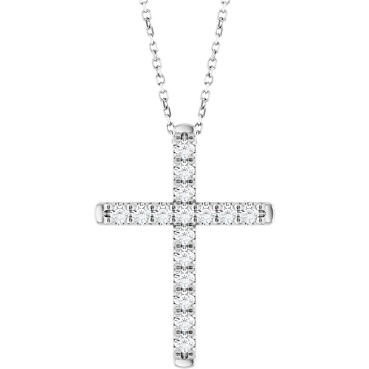 1/2 Ctw Lab Grown Diamond French-Set Cross Necklace