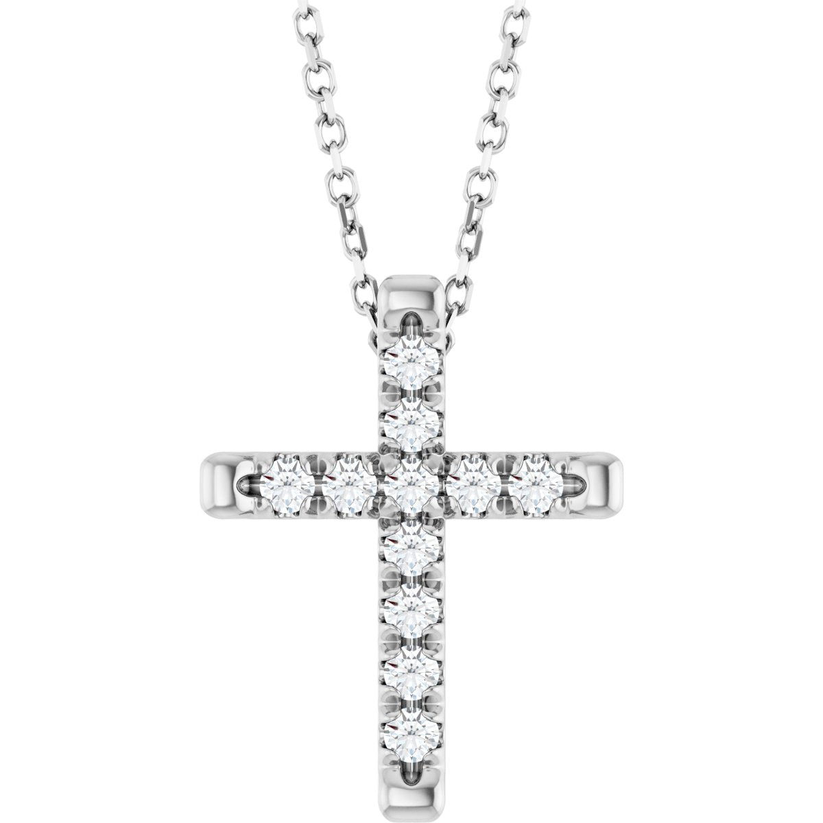 1/5 Ctw Lab-Grown Diamond French-Set Cross Necklace - Lab Grown Diamond