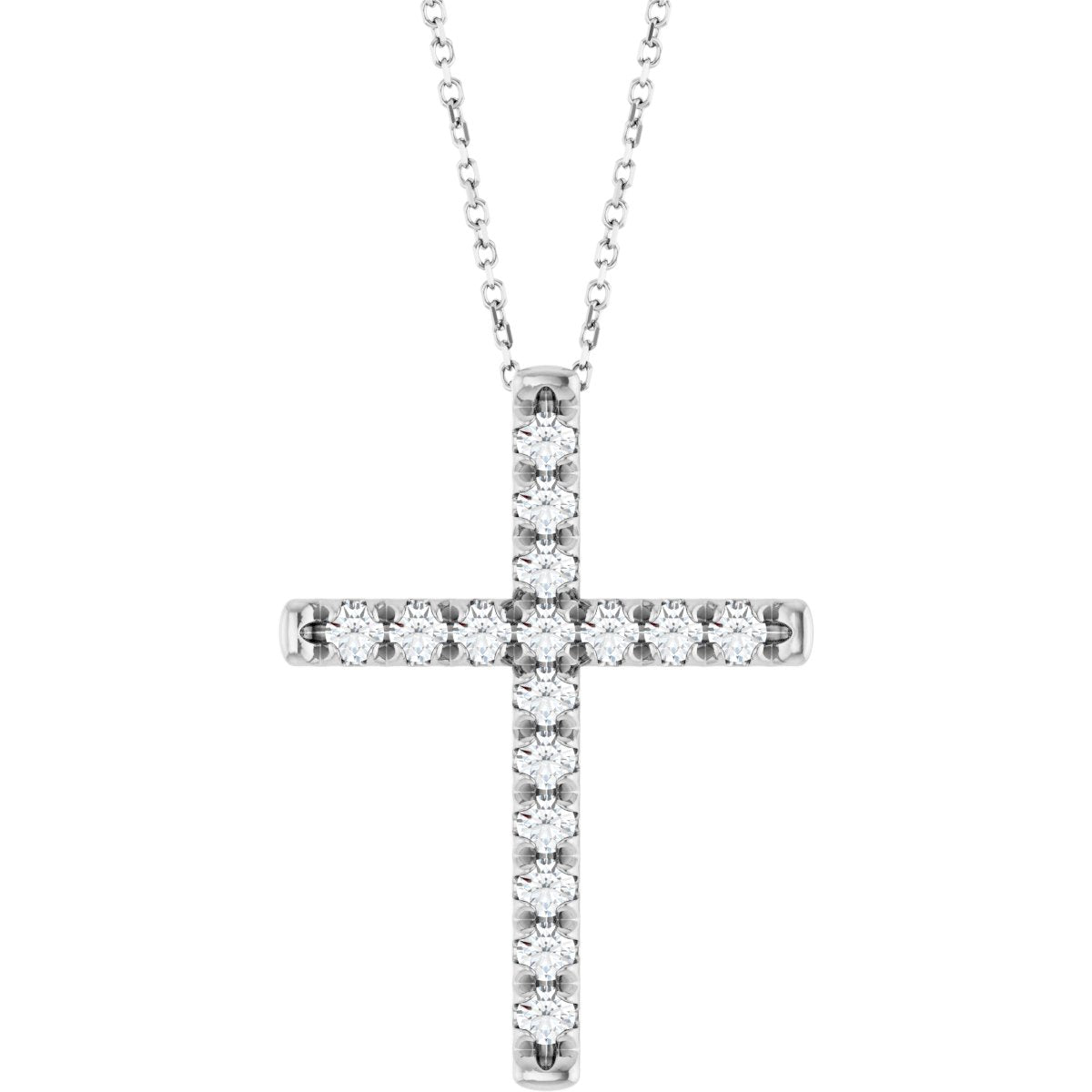 3/4 Ctw Lab-Grown Diamond French-Set Cross Necklace - Lab Grown Diamond