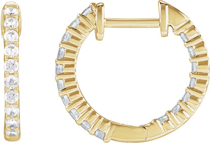 1/2 Ctw Lab-Grown Diamond Inside-Outside Hoop Earrings - Lab Grown Diamond