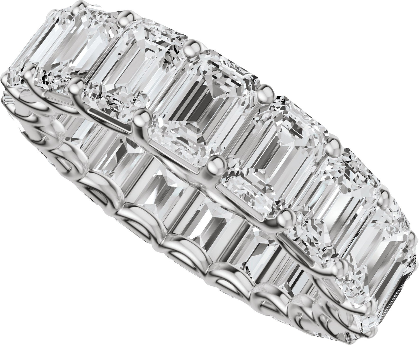 6 3/4 Ctw Emerald Lab-Grown Diamond Low Profile Eternity Band - White Gold - Lab Grown Diamond