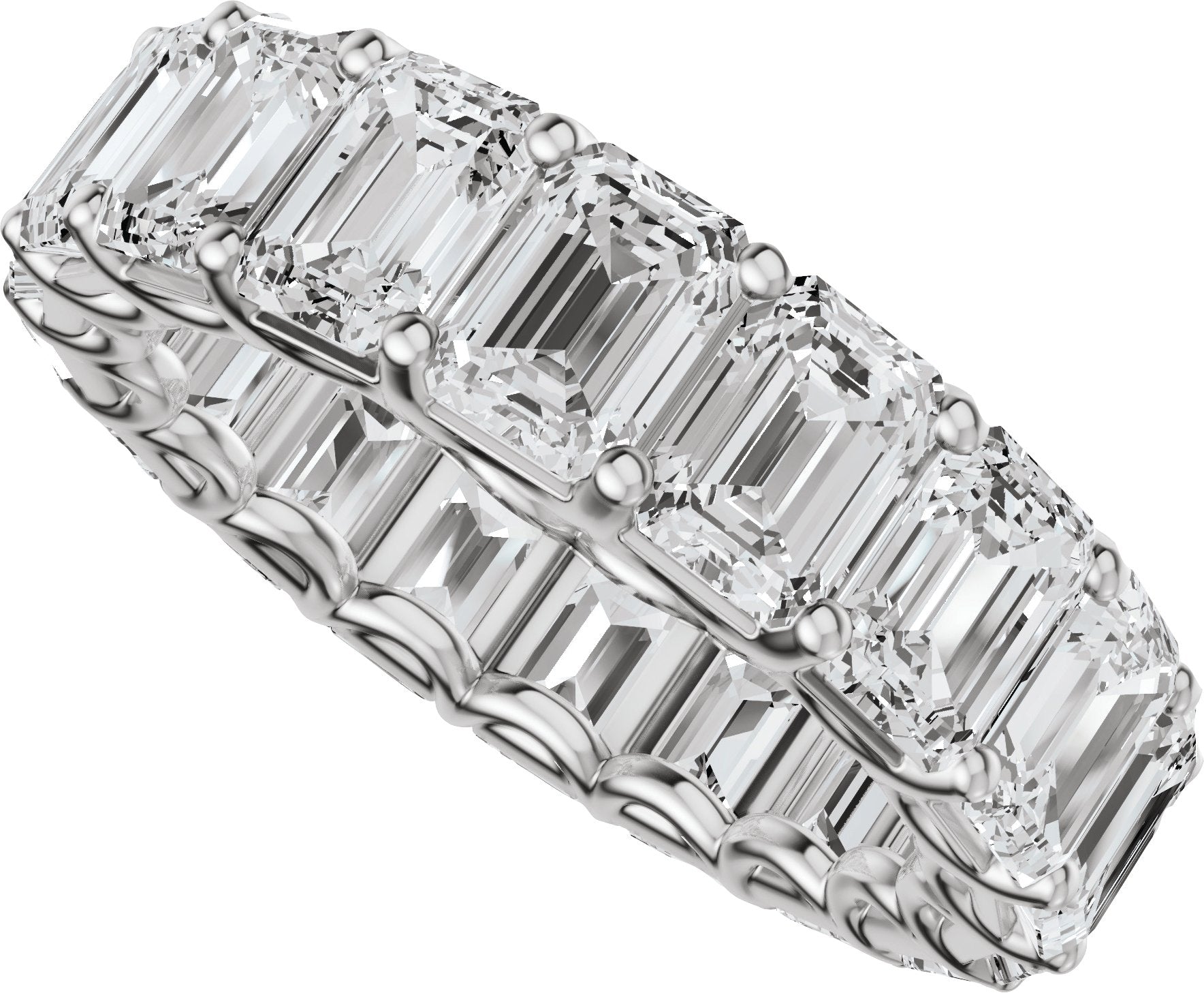 10 Ctw Emerald Lab-Grown Diamond Low Profile Eternity Band - White Gold - Lab Grown Diamond