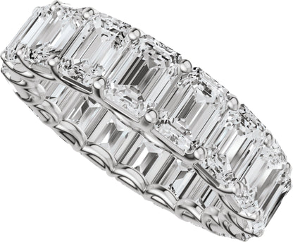 10 Ctw Emerald Lab-Grown Diamond Low Profile Eternity Band - White Gold - Lab Grown Diamond