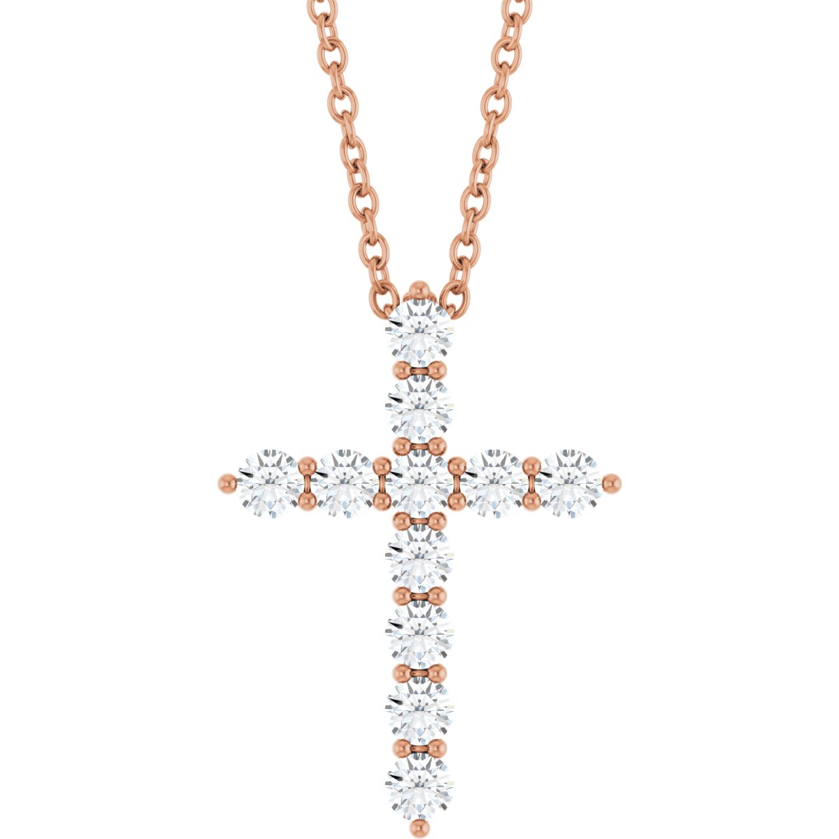 3/8 Ctw Lab-Grown Diamond Cross Necklace - Rose Gold - Lab Grown Diamond
