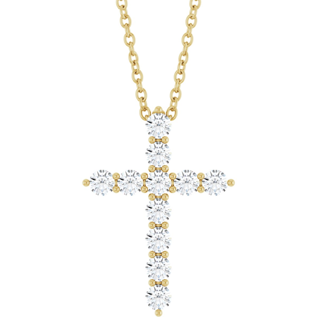 3/8 Ctw Lab-Grown Diamond Cross Necklace - Yellow Gold - Lab Grown Diamond