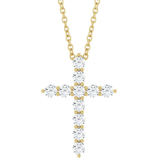 3/8 Ctw Lab-Grown Diamond Cross Necklace - Yellow Gold - Lab Grown Diamond