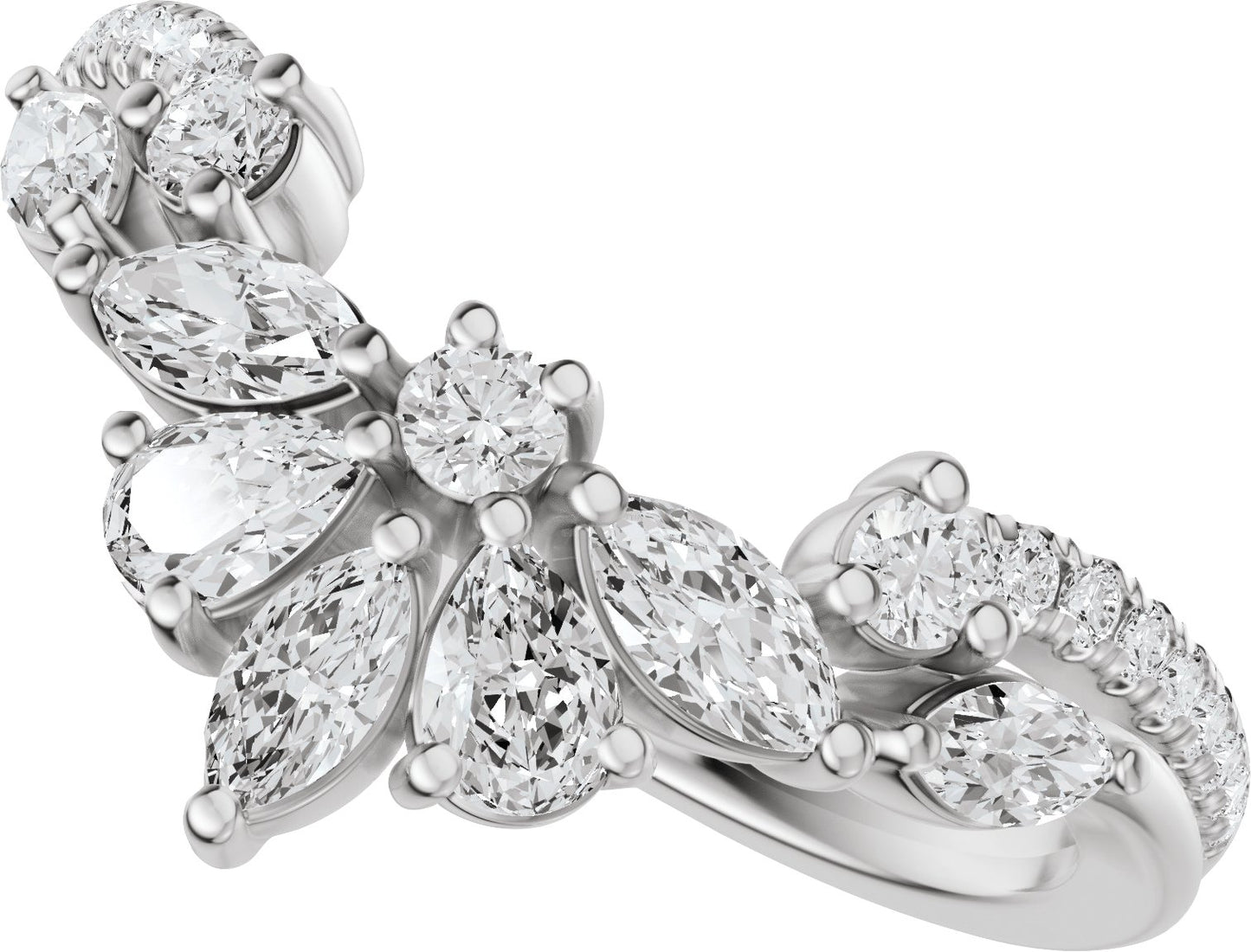 3/4 Ctw Marquise Lab-Grown Diamond Contour Band - White Gold - Lab Grown Diamond