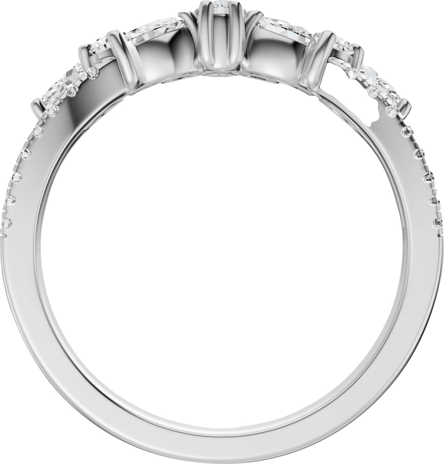 3/4 Ctw Marquise Lab-Grown Diamond Contour Band - White Gold - Lab Grown Diamond