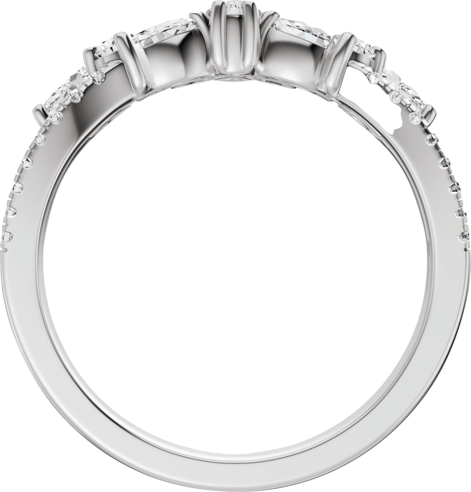 3/4 Ctw Marquise Lab-Grown Diamond Contour Band - White Gold - Lab Grown Diamond