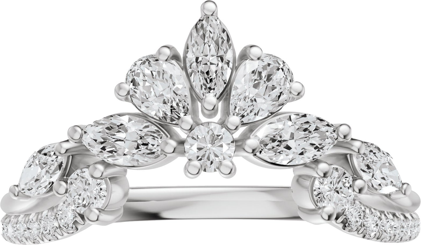 3/4 Ctw Marquise Lab-Grown Diamond Contour Band - White Gold - Lab Grown Diamond