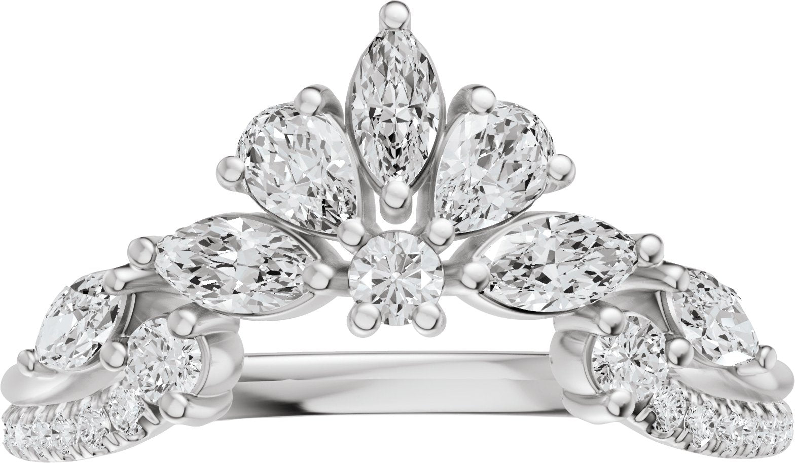 3/4 Ctw Marquise Lab-Grown Diamond Contour Band - White Gold - Lab Grown Diamond